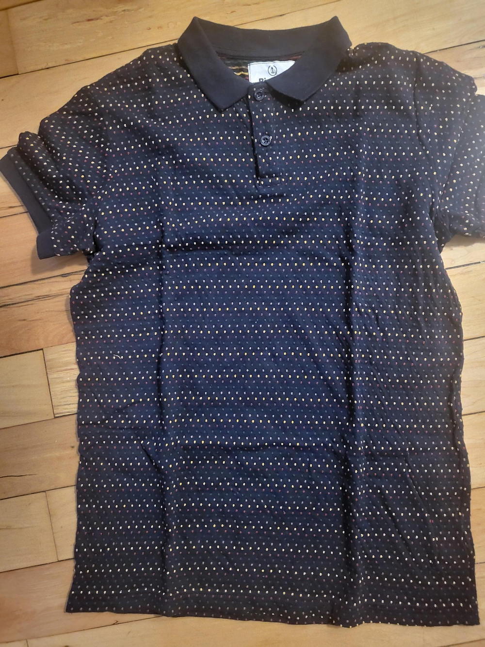 Men's Navy Dot-Pattern Polo Shirt